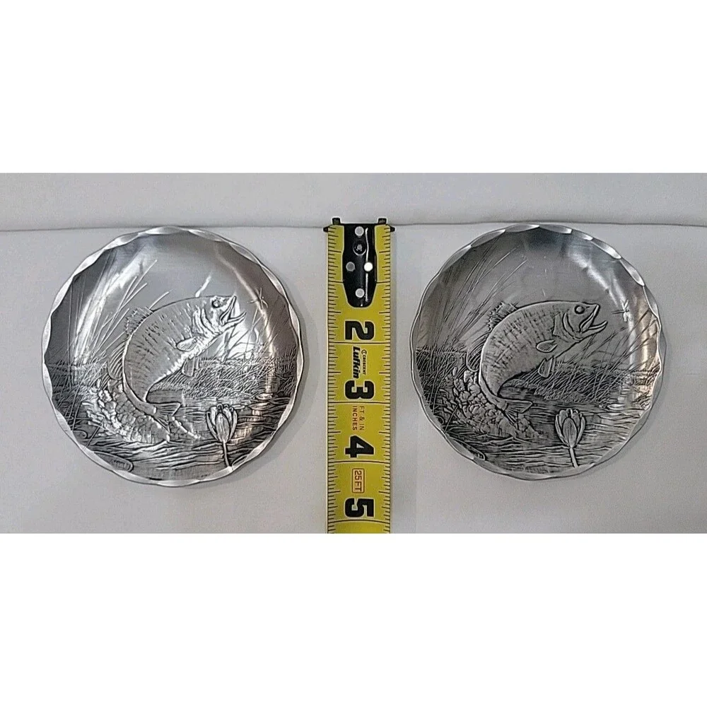 Wendell August Forge Handcrafted Metal Coasters Pittsburgh Fish Scene Sm Plates